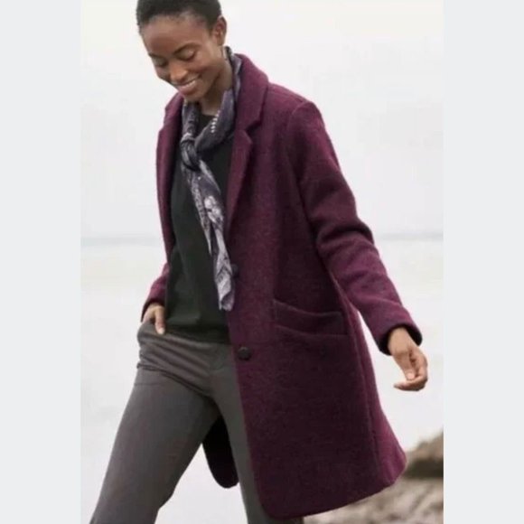 NWT Marc New York Paige Single Breasted Boucle Wool Coat in Burgundy - Picture 7 of 14